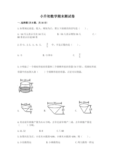 小升初数学期末测试卷及完整答案（名师系列）.docx