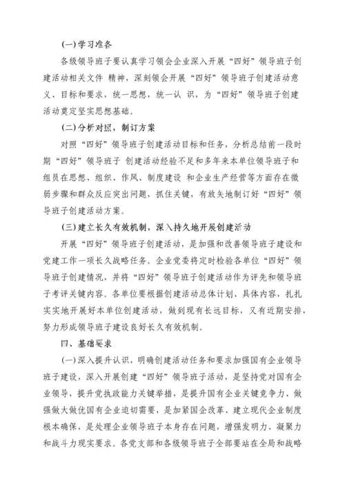 企业四好领导班子创建活动实施专业方案.docx