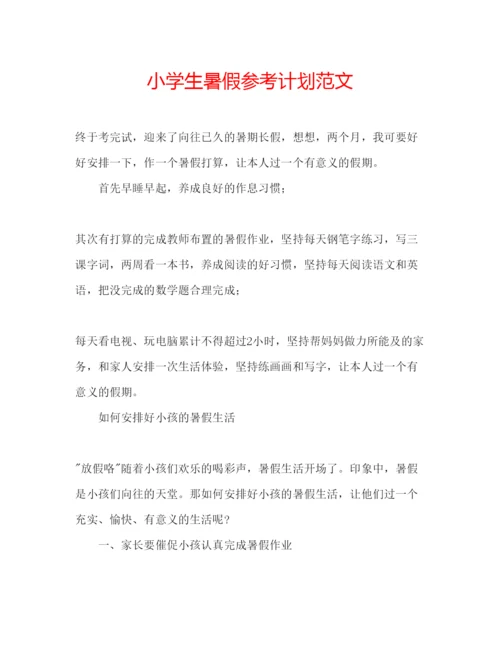 精编小学生暑假参考计划范文.docx