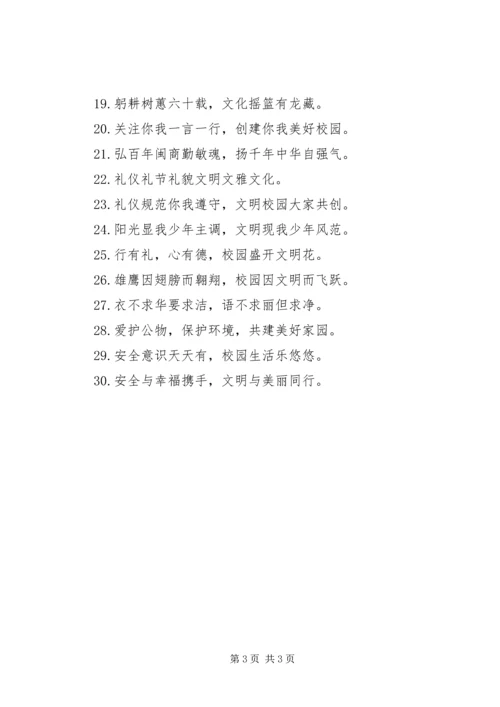 关于校园文明宣传警示语.docx