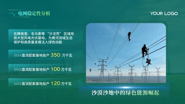 绿色电网年度汇报PPT模版