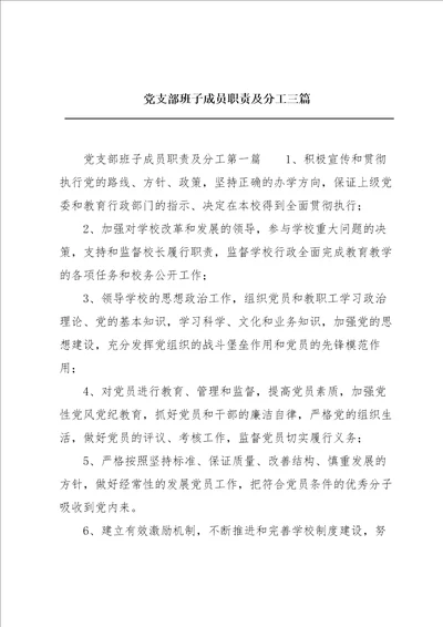 党支部班子成员职责及分工三篇