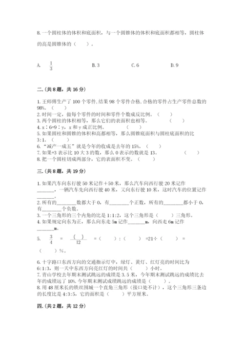 苏教版数学六年级下册试题期末模拟检测卷（精华版）.docx