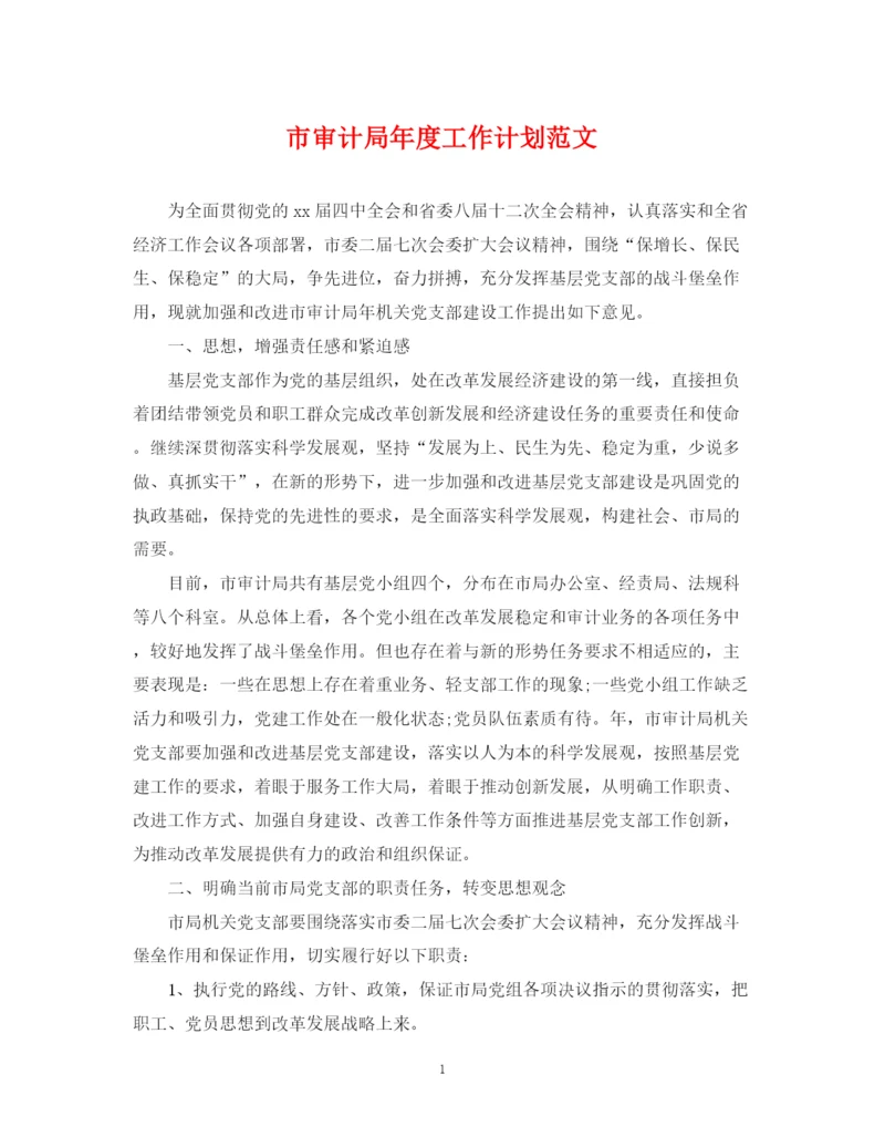 精编之市审计局年度工作计划范文.docx