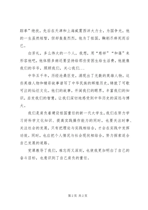 党课培训思想汇报：明白了奋斗目标.docx