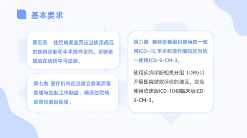蓝色插画病案首页填写规范PPT
