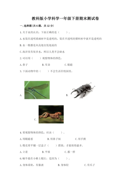 教科版小学科学一年级下册期末测试卷及参考答案（达标题）.docx