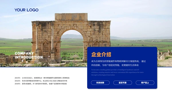 蓝色简约风企业介绍PPT版式合集
