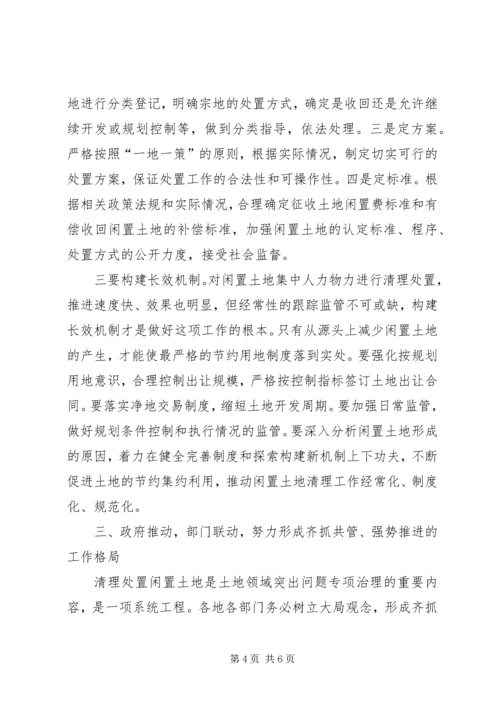 区长在闲置土地清理工作会讲话.docx