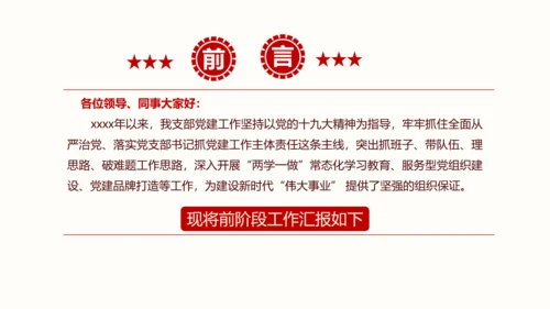 基层党支部党建年终述职党政PPT模板