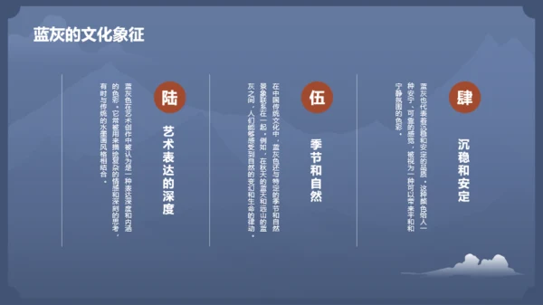 蓝色复古中国传统配色蓝灰介绍PPT模板