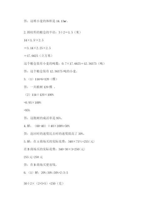 人教版六年级数学小升初试卷精品【夺分金卷】.docx