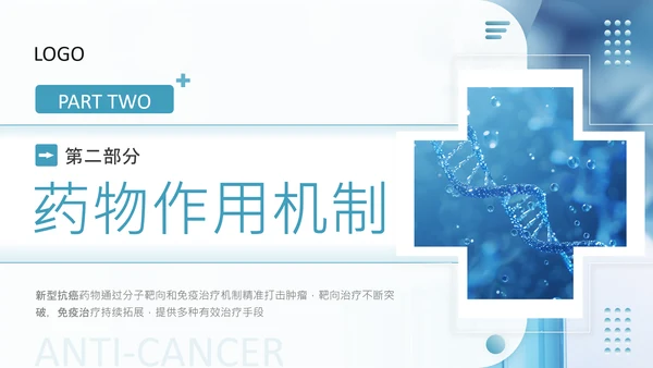 蓝色商务风医疗新型抗癌药物研发PPT