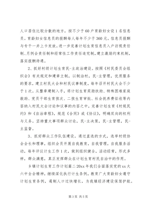 乡镇计划生育某年工作计划.docx