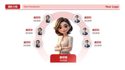 红色渐变风团队介绍工作汇报PPT单页