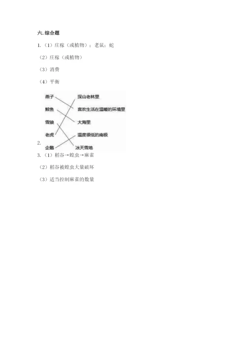 教科版五年级下册科学第一单元《生物与环境》测试卷（各地真题）.docx