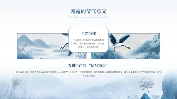 蓝色中式中国传统二十四节气之寒露教育宣传PPT模板