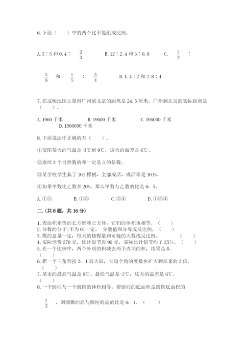 小学六年级数学摸底考试题附答案ab卷.docx