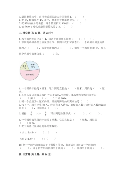 2022六年级上册数学《期末测试卷》附答案（巩固）.docx