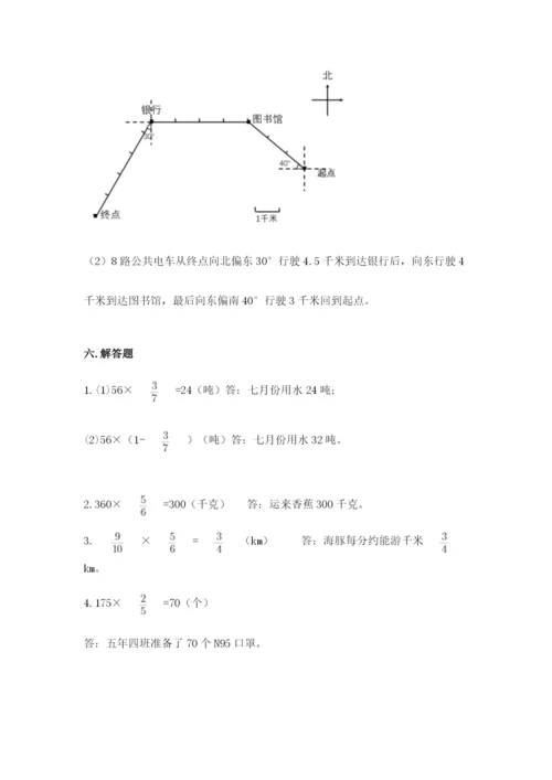 人教版六年级上册数学期中考试试卷附参考答案（轻巧夺冠）.docx