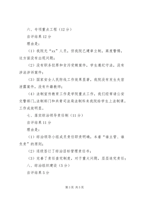 学校综治工作目标管理自评报告_1 (2).docx