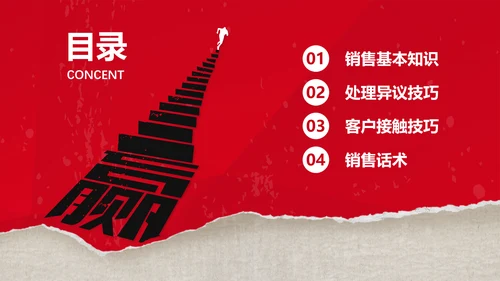 红色销售技巧培训PPT模板