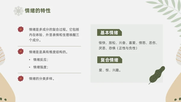 绿色花卉文艺心理学课件PPT情绪管理