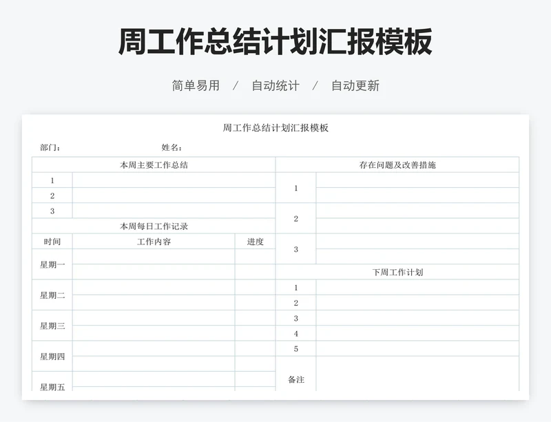 周工作总结计划汇报模板