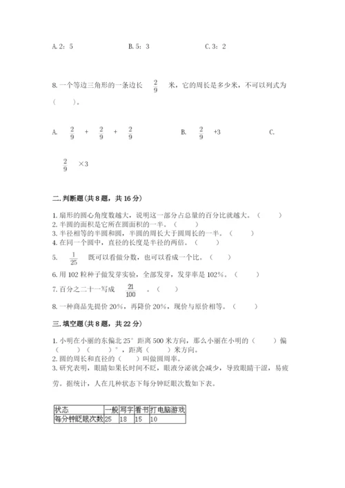 小学数学六年级上册期末卷含答案（夺分金卷）.docx