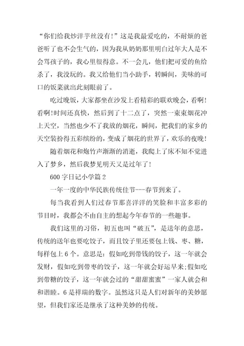 2024年600字日记小学