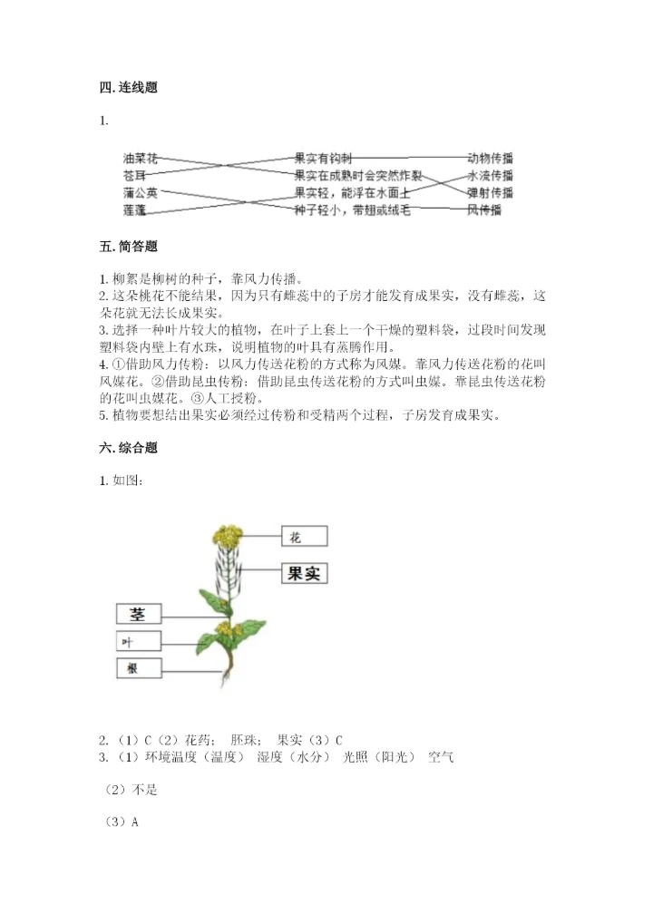 科学四年级下册第一单元《植物的生长变化》测试卷（全优）.docx