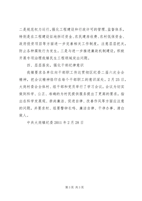 大岗镇贯彻落实区纪委二届六次全体会议精神汇报 (3).docx