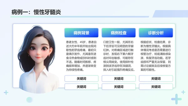蓝色3D风牙科诊疗技术与病例分析PPT模板
