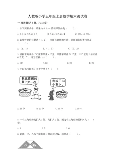 人教版小学五年级上册数学期末测试卷精选.docx