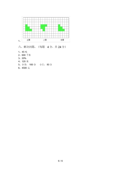 人教部编版六年级数学上册期中试卷及答案(1)