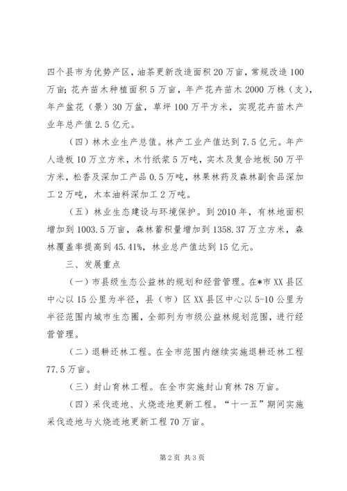 市林业生态建设与保护“十一五”规划.docx