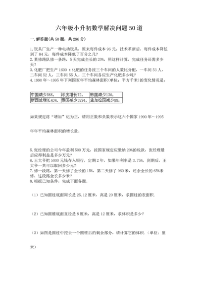 六年级小升初数学解决问题50道精品【夺分金卷】.docx
