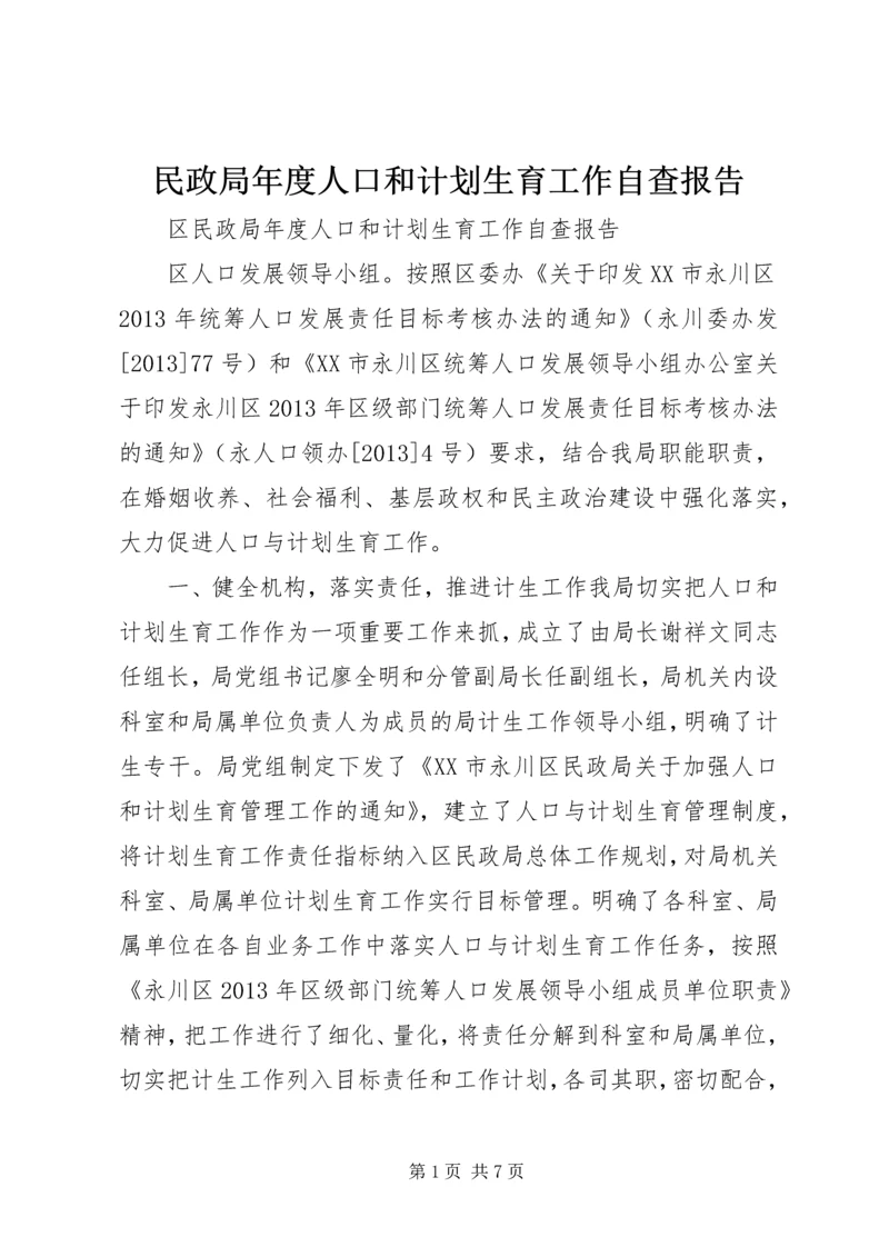 民政局年度人口和计划生育工作自查报告.docx