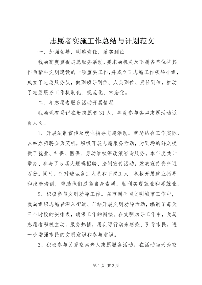 志愿者实施工作总结与计划范文.docx