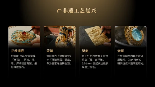 金色商务风黄金珠宝品牌发布会PPT模版