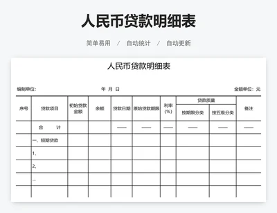人民币贷款明细表