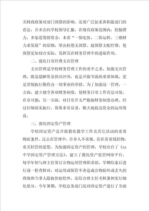 年度学校财务人员个人工作总结