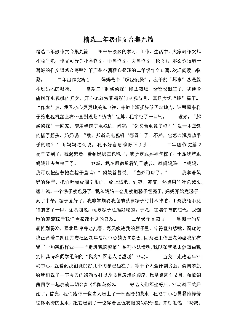 精选二年级作文合集九篇