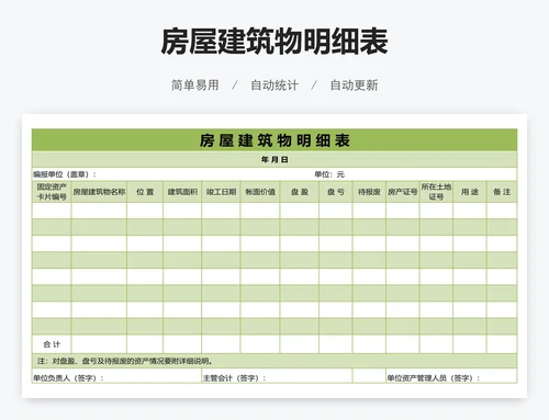 房屋建筑物明细表