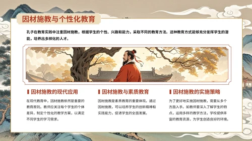 蓝红色古风孔子诞辰主题班会PPT模板