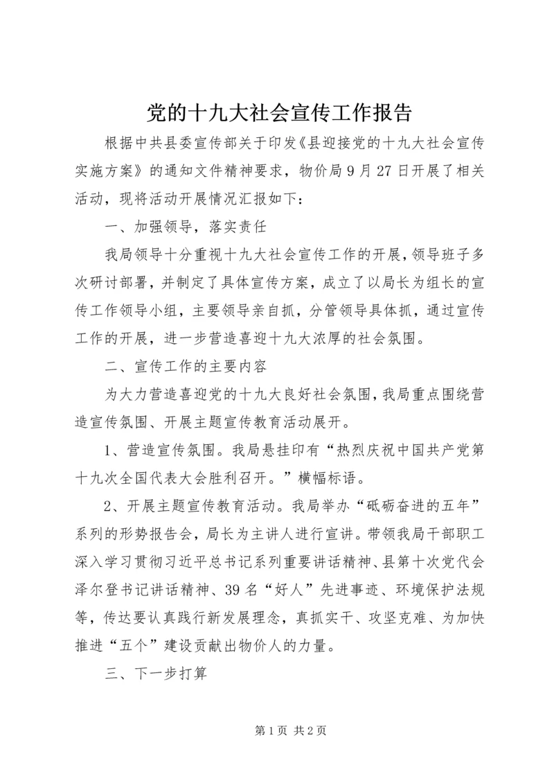 党的十九大社会宣传工作报告.docx