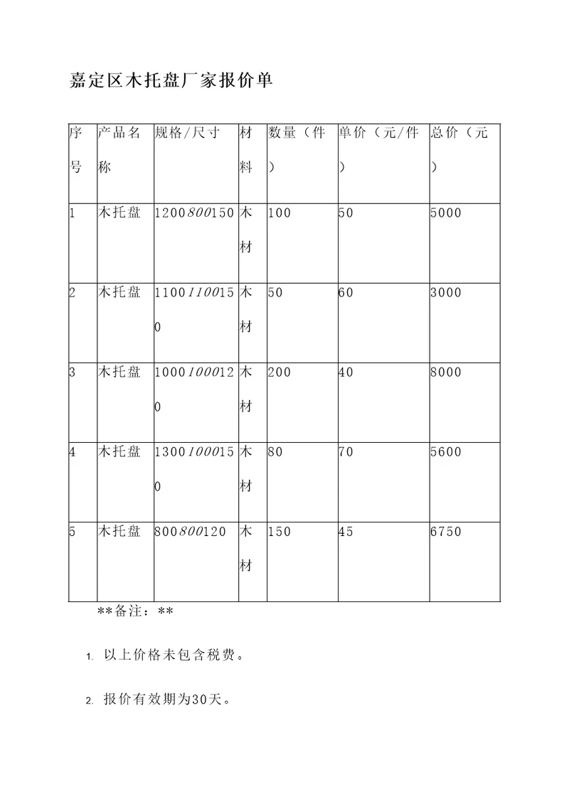 嘉定区木托盘厂家报价单