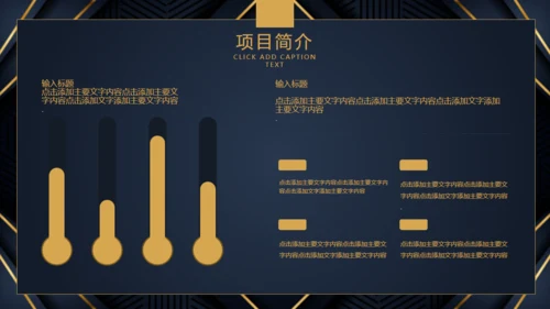 商业项目计划书深蓝色暗金通用PPT模板