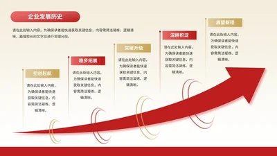 红色商务风5项流程PPT单页