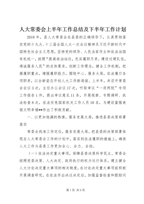 人大常委会上半年工作总结及下半年工作计划.docx